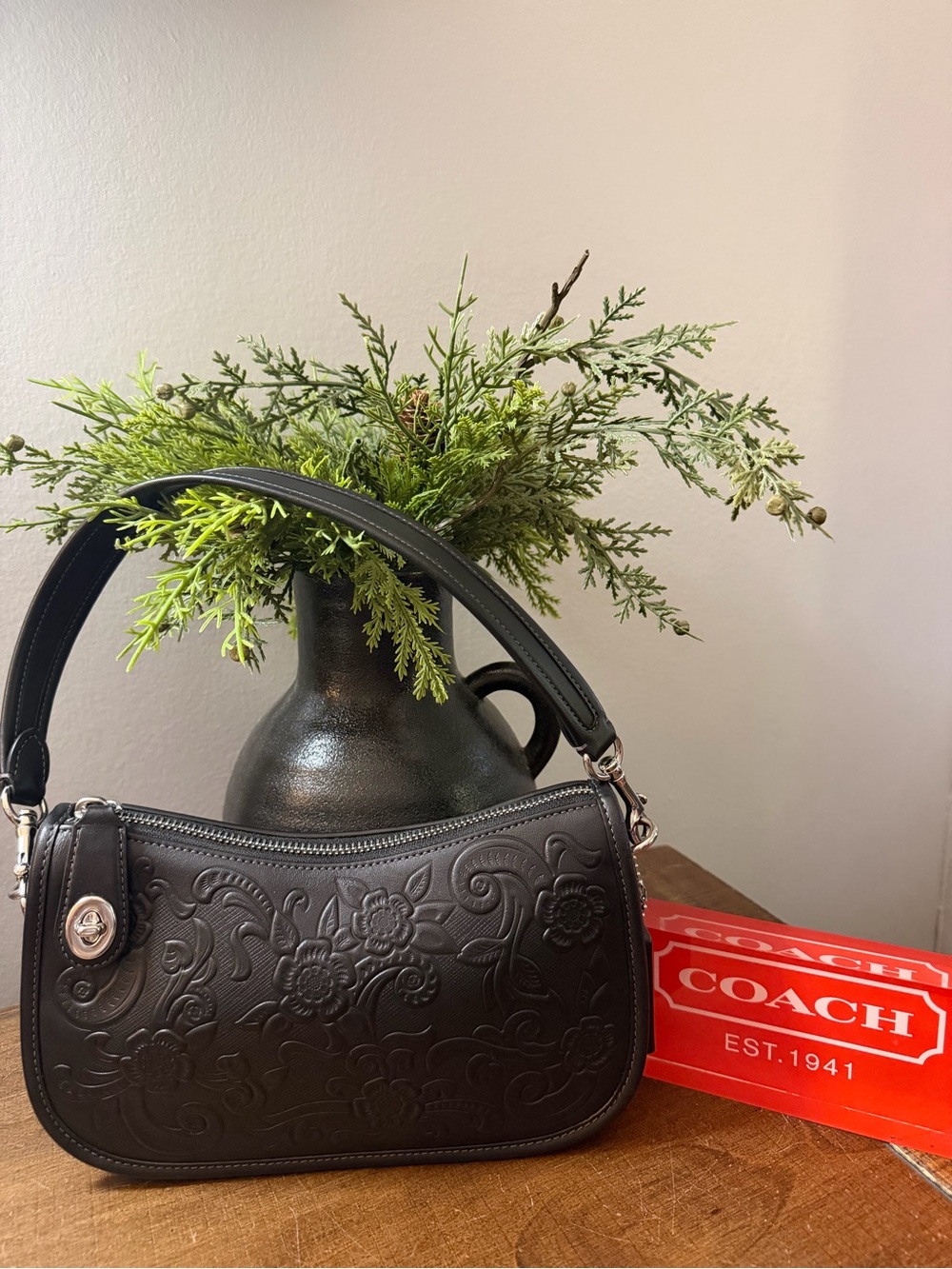 Coach Swinger Floral Embossed Shoulder/Crossbody Bag